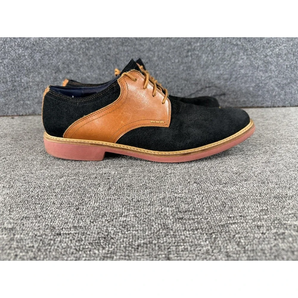 Cole Haan Shoes Mens 10 Black Tan Suede Saddle Derby Dress Casual Lace Up